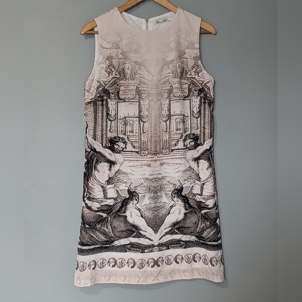 Grifflin Paris Roman Graphic Womens Sleeveless Shift Dress Dark Academia